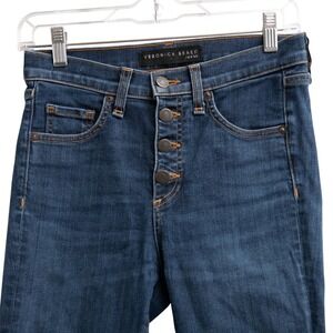 Veronica Beard Designer Skinny Jeans Sz 25 Dark Wash High Rise Button‎ Fly Raw